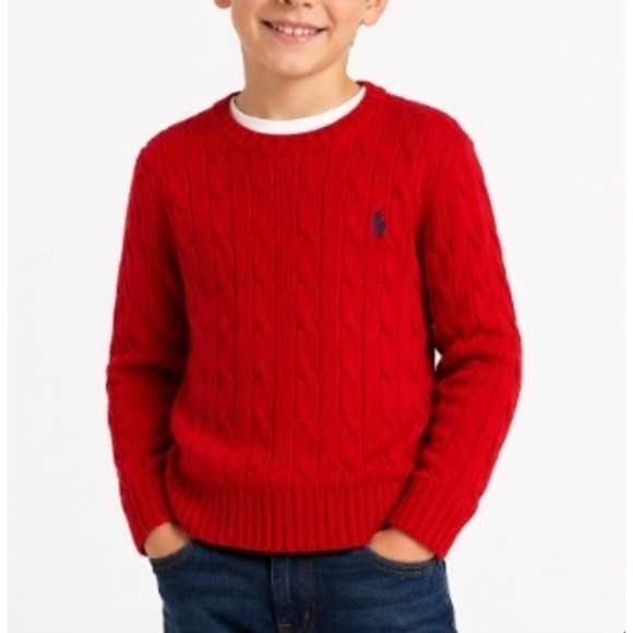 Polo Ralph Lauren Other - Vtg Polo Ralph Lauren Cable Knit Sweater Boys Size 6 Red 100% Cotton Pony Preppy